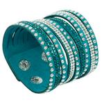 Fako Bijoux® - Armband - Breed - Strass - Turquoise, Sieraden, Tassen en Uiterlijk, Armbanden, Verzenden, Nieuw