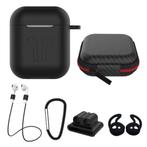 6 in 1 Kit voor AirPods 1 / 2 Zwart - Hoesje / Anti-Lost, Verzenden, Nieuw