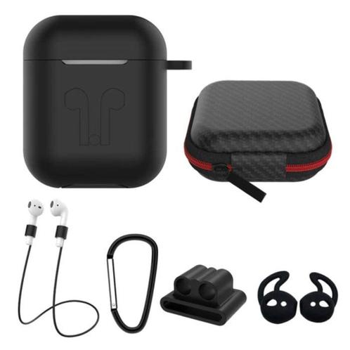 6 in 1 Kit voor AirPods 1 / 2 Zwart - Hoesje / Anti-Lost, Telecommunicatie, Mobiele telefoons | Hoesjes en Frontjes | Overige merken
