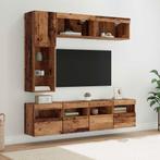 vidaXL TV-kast met LED-striplichten 7 pcs Oud Hout Bewerkt, Minder dan 50 cm, Verzenden, 100 tot 150 cm, Nieuw