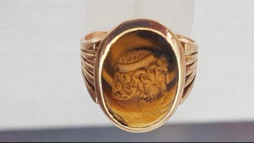 Ring - 14 karaat Roségoud - Tijgeroog harde steen, Sieraden, Tassen en Uiterlijk, Ringen