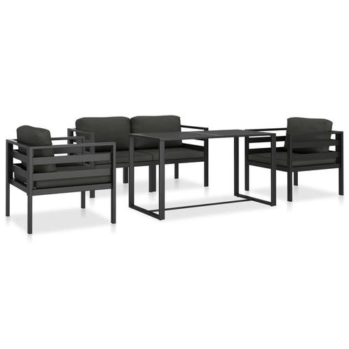 vidaXL 5-delige Loungeset met kussens aluminium antraciet, Tuin en Terras, Tuinsets en Loungesets, Loungeset, Nieuw, Aluminium