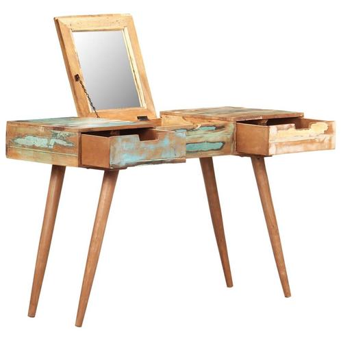 vidaXL Kaptafel met spiegel 112x45x76 cm massief gerecycled, Huis en Inrichting, Tafels | Kaptafels, Nieuw, Verzenden