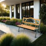 Tuinbank Kathi 2-zitter van hout en gietijzer 124x60x83cm -, Verzenden, Nieuw