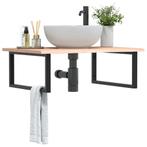 vidaXL Badkamer wandschap staal en massief eikenhout, Verzenden, Nieuw