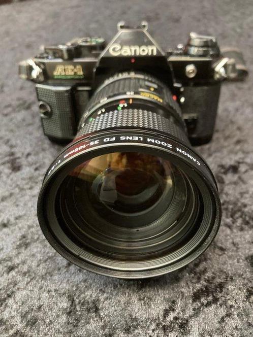 Canon AE-1 Program zwart + Motor Drive MA + 4 lenzen + acc., Audio, Tv en Foto, Fotocamera's Analoog