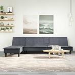 vidaXL Slaapbank L-vormig 255x140x70 cm fluweel donkergrijs, Huis en Inrichting, Verzenden, Nieuw, Stof, Minder dan 150 cm