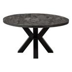 Mangohouten Eettafel Rond Tara 110 cm Zwart (5cm), Verzenden, Rond, Nieuw, Industriële meubels