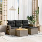 vidaXL 5-delige Loungeset met kussens poly rattan grijs, Verzenden, Nieuw, Rotan, Loungeset