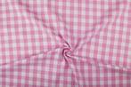 Brabants bont stof roze wit geruit - 18mm geruit, Hobby en Vrije tijd, Stoffen en Lappen, 120 cm of meer, Ophalen of Verzenden