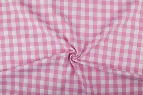Brabants bont stof roze wit geruit - 18mm geruit, Hobby en Vrije tijd, Stoffen en Lappen, 120 cm of meer, 200 cm of meer, Roze