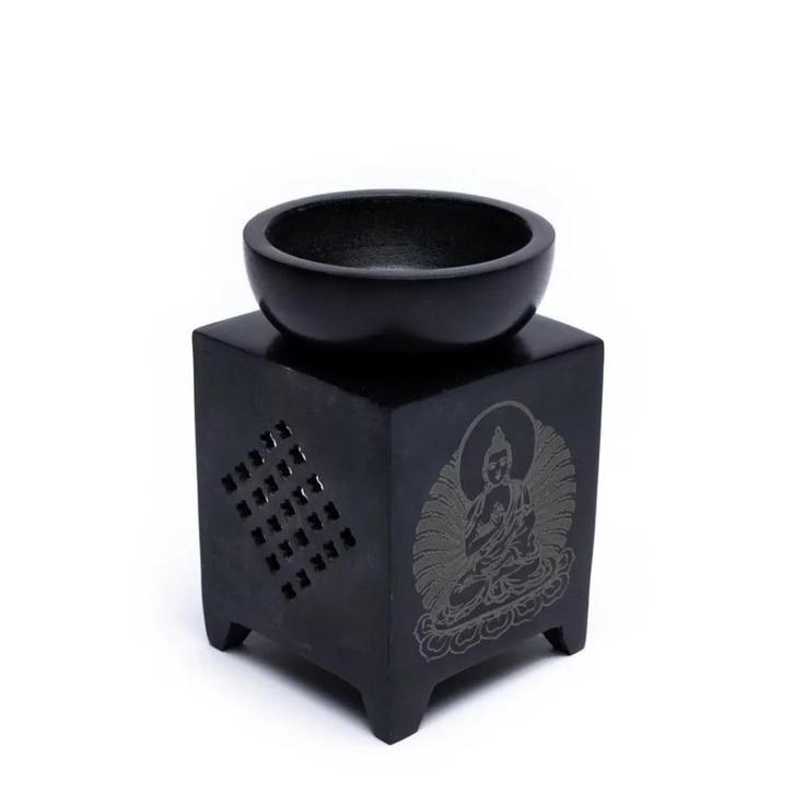 Olieverdamper Zeepsteen Vierkant Buddha Zwart, Huis en Inrichting, Keuken | Servies, Ophalen of Verzenden