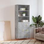 vidaXL buffetkast 69,5x34x180 cm bewerkt hout betongrijs, Huis en Inrichting, Kasten | Buffetkasten, Verzenden, Nieuw, 50 tot 100 cm