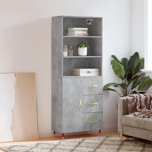 vidaXL buffetkast 69,5x34x180 cm bewerkt hout betongrijs, Huis en Inrichting, Kasten | Buffetkasten, 25 tot 50 cm, Nieuw, Overige houtsoorten