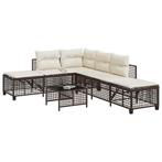 vidaXL 3-delige Loungeset met kussens poly rattan bruin, Verzenden, Nieuw, Rotan, Loungeset