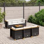 vidaXL 7-delige Loungeset met kussens poly rattan zwart, Tuin en Terras, Tuinsets en Loungesets, Verzenden, Nieuw, Rotan, Loungeset