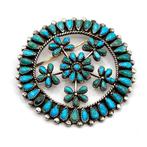 Broche - Grote Turquoise Bloem - Native American - V.S.