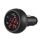 3-in-1 USB Autolader met Voltmeter + Thermometer - 12/24V -, Auto diversen, Verzenden, Nieuw