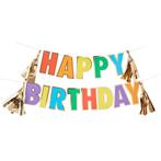 Regenboog Happy Birthday Letterslinger 3m, Verzenden, Nieuw
