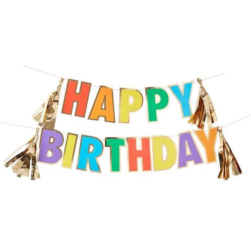 Regenboog Happy Birthday Letterslinger 3m, Hobby en Vrije tijd, Feestartikelen, Nieuw, Verzenden
