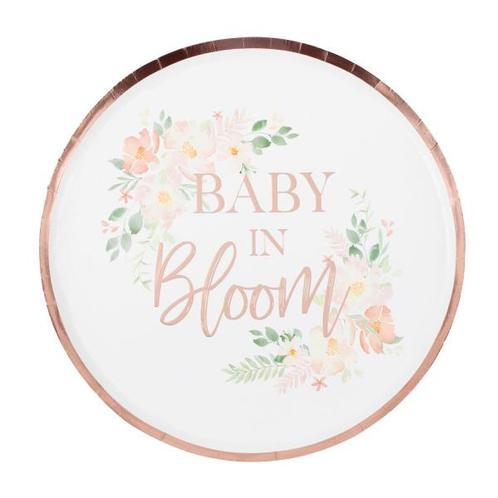 Floral Baby In Bloom Bordjes (8st), Hobby en Vrije tijd, Feestartikelen, Nieuw, Ophalen of Verzenden