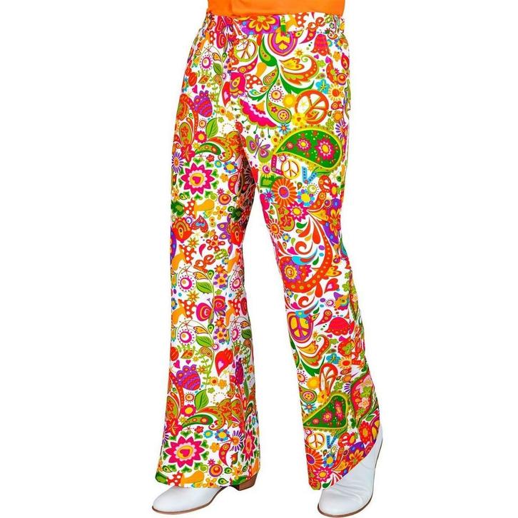 Flared 60s Broek Heren Peace & Paisley, Kleding | Heren, Carnavalskleding en Feestkleding, Nieuw, Ophalen of Verzenden