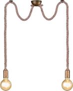 TRIO ROPE Hanglamp Antiek messing - excl. 2x E27 60W, Huis en Inrichting, Lampen | Hanglampen, Ophalen of Verzenden, Nieuw