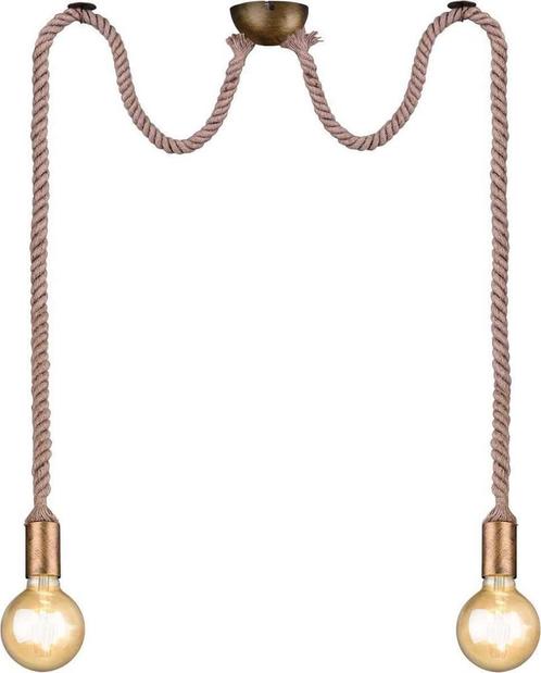 TRIO ROPE Hanglamp Antiek messing - excl. 2x E27 60W, Huis en Inrichting, Lampen | Hanglampen, Nieuw, Ophalen of Verzenden