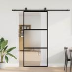 vidaXL Schuifdeur met beslagset 90x205 cm gehard glas zwart, Doe-het-zelf en Verbouw, Deuren en Horren, Verzenden, Nieuw