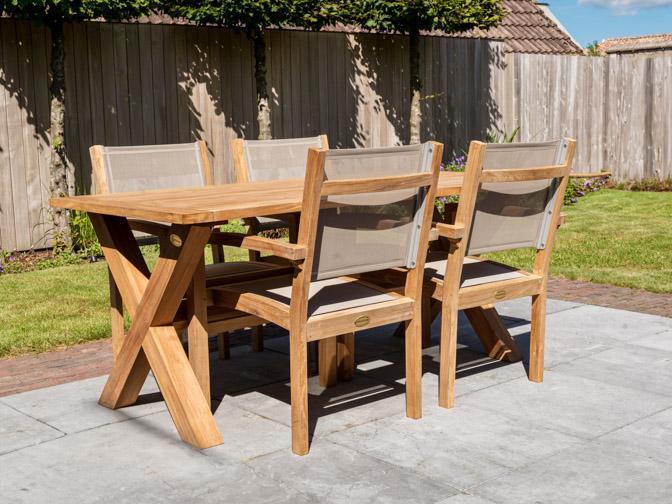 4 persoons tuinset | Luxe & Tijdloos | Direct leverbaar!, Tuin en Terras, Tuinsets en Loungesets, Eettafel, Stoel, Nieuw, Teakhout