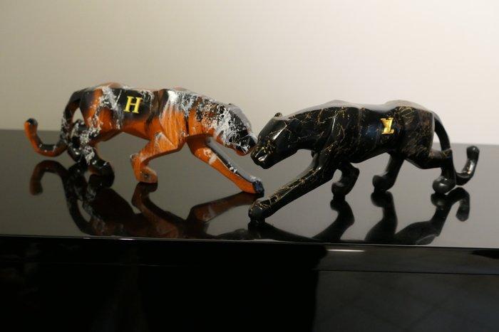 RichART - Lot de 2 panthères version Hermès et Louis, Antiek en Kunst, Kunst | Designobjecten