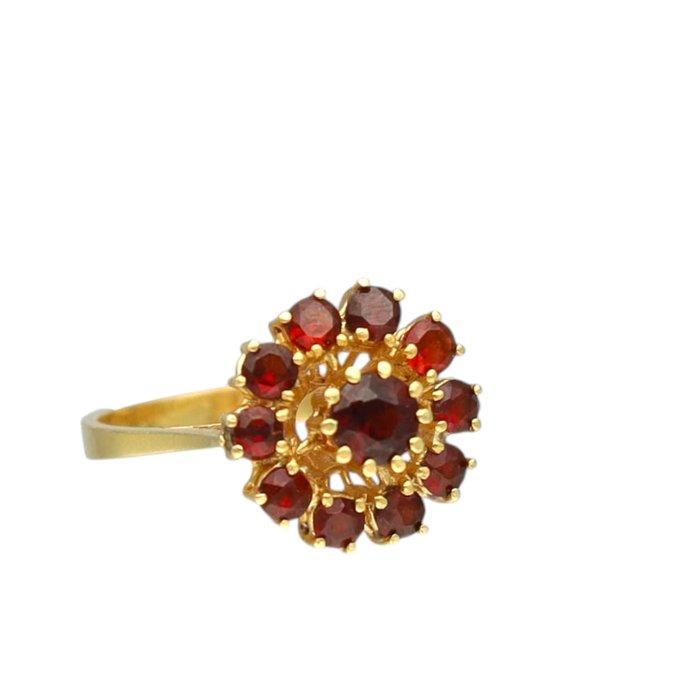 Ring - 18 karaat Geel goud - 1.25ct. tw. Granaat, Sieraden, Tassen en Uiterlijk, Ringen