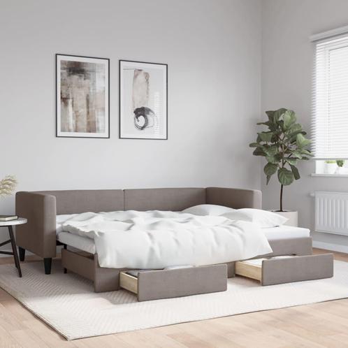 vidaXL Slaapbank met onderschuifbed en lades 80x200 cm stof, Huis en Inrichting, Slaapkamer | Bedden, 80 cm, 200 cm, Eenpersoons