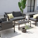 40% korting | Tuinset zwart 4 delig | Donkergrijze Kussens, Verzenden, Nieuw