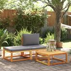 vidaXL 3-delige tuinbankset met kussens acaciahout & touw, Verzenden, Nieuw, Hardhout