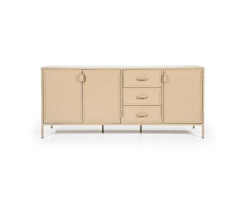Dressoir Industrieel  3drsladen 185x47cm - zand | Eleonora, Huis en Inrichting, Kasten | Dressoirs, Nieuw, Ophalen of Verzenden