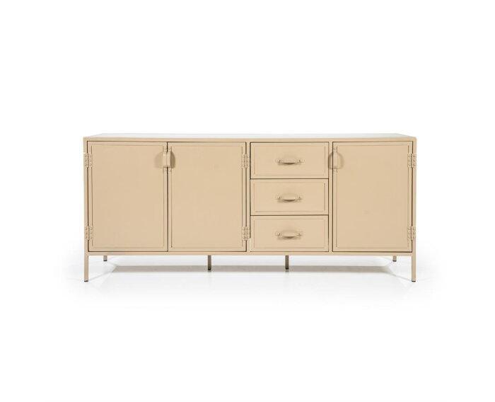Dressoir Industrieel  3drsladen 185x47cm - zand | Eleonora, Huis en Inrichting, Kasten | Dressoirs, Nieuw, Ophalen of Verzenden