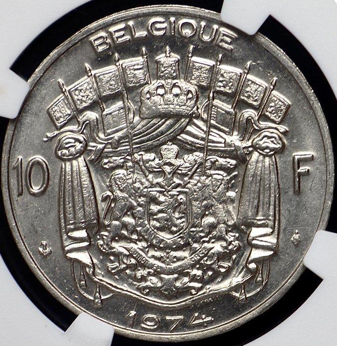 België. Boudewijn I. 10 Francs 1974 FR - Medal Alignment /, Postzegels en Munten, Munten | Nederland