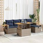 vidaXL 6-delige Loungeset met kussens poly rattan acacia, Tuin en Terras, Tuinsets en Loungesets, Verzenden, Nieuw, Rotan, Loungeset