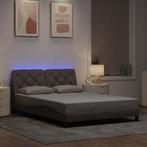 vidaXL Bedframe met LED zonder matras 140x200 cm stof taupe, Verzenden, 140 cm, 200 cm, Stof