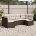 vidaXL 6-delige Loungeset met kussens poly rattan bruin, Verzenden, Nieuw, Rotan, Loungeset