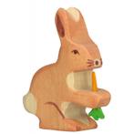 Holztiger - Houten Dieren - Haas met wortel 6 cm, Nieuw