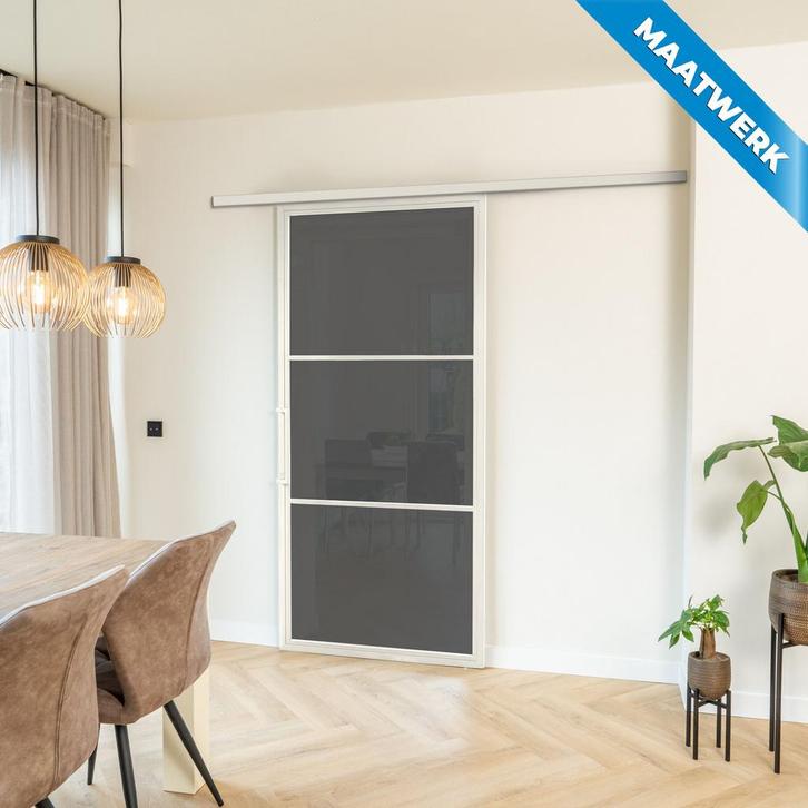 Stalen Schuifdeur met koofsysteem 3 Vlaks Wit Maatwerk Rook, Doe-het-zelf en Verbouw, Kozijnen en Schuifpuien, Nieuw, Metaal