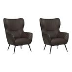 Set van 2 Leren fauteuils Flair - Toledo Espresso (bruin), Nieuw, Ophalen of Verzenden, 75 tot 100 cm, Leer