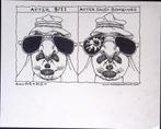 Pentekening Amerika - Saudi bombardement (lijst optie), Antiek en Kunst, Kunst | Tekeningen en Foto's, Verzenden