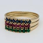 Ring - 18 karaat Geel goud - Saffier-Robijn-Smaragd, Nieuw