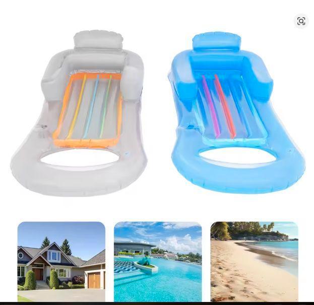 2-Pack Opblaasbare Zwembadligstoel met Bekerhouder, Tuin en Terras, Zwembad-toebehoren, Nieuw, Verzenden