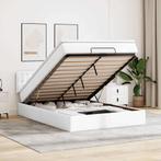 vidaXL Bed poef met matrassen en LEDs 140x200cm kunstleer, Overige materialen, Verzenden, Wit, 140 cm