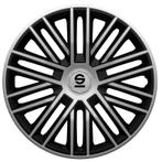 4-Delige Sparco Wieldoppen  Bergamo 16-inch zilver/zwart, Auto diversen, Wieldoppen, Verzenden, Nieuw