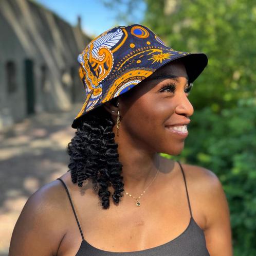 Bucket hat / Vissershoedje met Afrikaanse print - Marineblau, Kleding | Heren, Hoeden en Petten, Nieuw, Ophalen of Verzenden